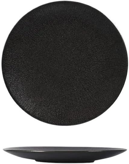 Dessert Plates 1pcs 8/10 Inch Ceramic Plate Simple Round Home Creative Steak Plates Spaghetti Line Flat Dishes Western Restaurant Tableware Dinner Tableware(D,Medium)