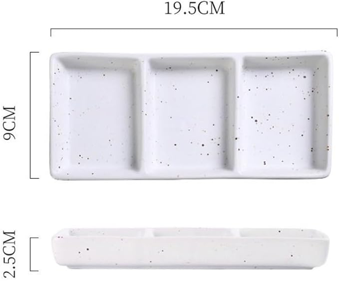 Appetizer Plates Ceramic Sauce Dish Sushi Plate Divide Meals Trays Beauty Flow Color Porcelain Tableware for Condiment(White)