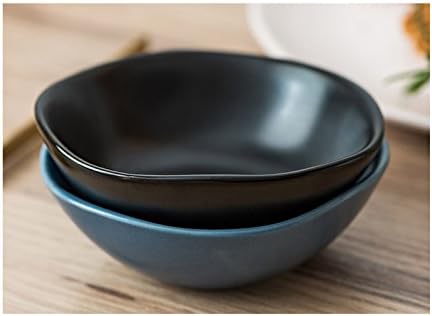 SOCOSY Classic Matte Ceramic Sauce Dishes Sushi Dipping Bowls Appetizer Plates with Irregular Ddge for Kitchen3.2'' (Set of 4)