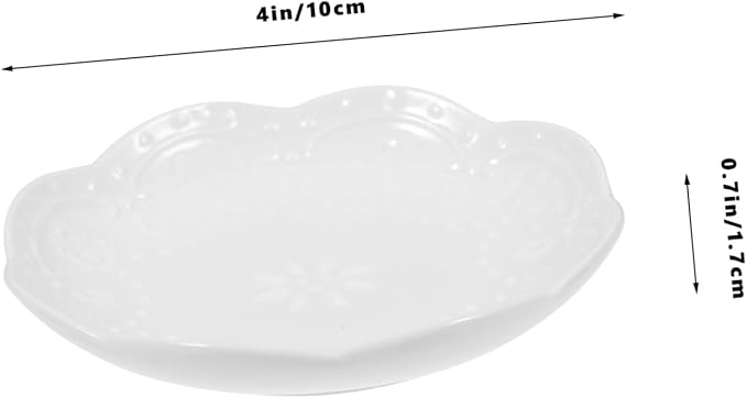 OUNONA 2sets Embossed Ceramic Sauce Dishes Appetizer Plates for Dipping for Soy Sauce Seasonings and Snacks Dishwasher Microwave Safe Elegant Design 2pcs*2
