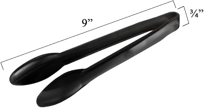 Disposable Plastic Serving Cutlery, Flatware Set, Dinnerware for Wedding, Birthday Party & Other Occasions (Black, 9" Tongs (34 Tongs))