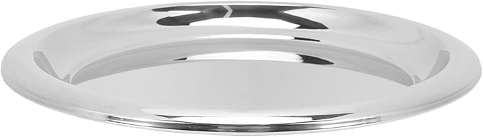 Stainless Steel Round Serving Tray Elegant Mirror Polished Metal Silver Bar Tray for Drinks Snacks Desserts - Suitable for Hotels Restaurants Museums 13.78in