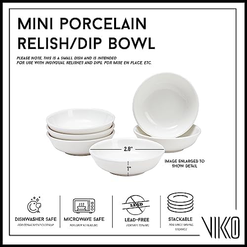 Vikko Small Bowls for Dips, Set of 4 Dipping Sauce Cups, 1.5 Ounce Round Soy Sauce Dish, 2.8 Inch Small Ceramic Dipping Bowls, Mini Bowls, Charcuterie Bowls