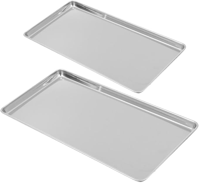 Sturdy Stainless Steel Serving Tray Lid Silver Platter for Snack Appetizer Dessert