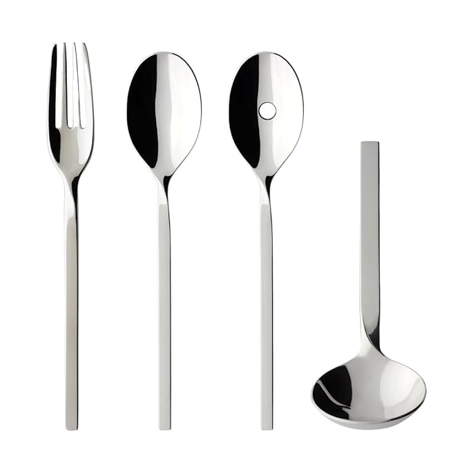 Villeroy & Boch New Wave Serve Set, 18/10 Stainless Steel, 4-Piece, Silver
