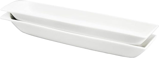 Ceramics Olive Plate Cheeses Plate, Olive Cookies Tray - Large, Chip Resistant, White Porcelain Olive Canoe, Dishwasher Safe, For Snacks, Appetizers 14 Inch