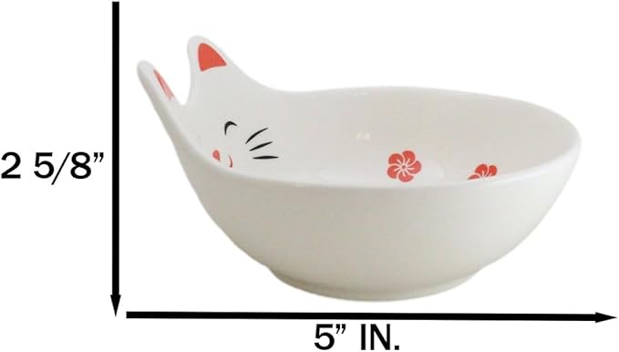 Ebros Gift Pack Of 4 Maneki Neko Lucky Cat Small 4.75" D Appetizer Snack Serving Coupe Plates Dish Flat Bowls For Hors D'oeuvres Sushi Ice Cream Serveware