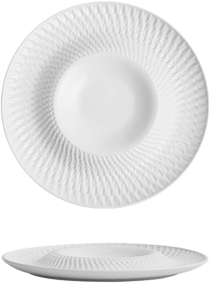 Kitchen Plates 10-inch Japanese Hotel Restaurant Western Tableware White Ceramic Appetizer Plate Dessert Cake Restaurant Plates(A,10 in)