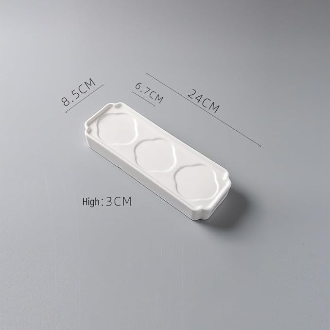Kitchen Plates Pure White Ceramic Simple Western Three-grid Plate Tableware Characteristic Creative Vegetarian Snack Appetizer Restaurant Plates