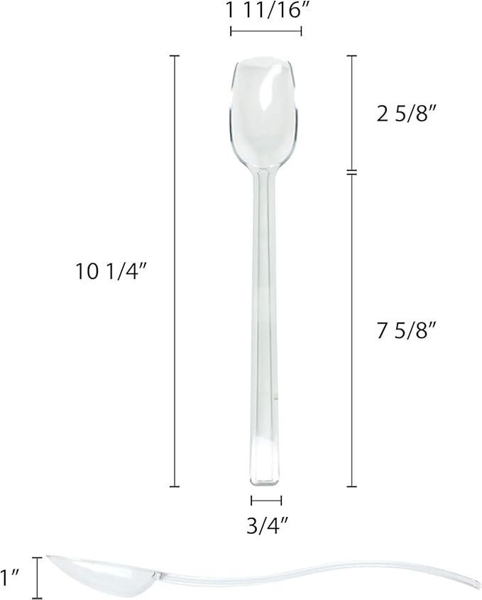 TrueCraftware- 3/4 oz Solid Buffet Serving Spoon 10" Polycarbonate Clear Color Set of 12 -Buffet Serving Utensils Scooping Serving Flatware Set for Catering Party Kitchen Banquet Restaurant