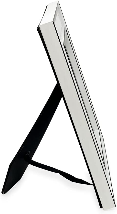 Isaac Jacobs 5x7 White w/Black (Vertical & Horizontal) Double Border Picture Frame w/Black Fabric Easel, Wall-Mountable, Made for Tabletop & Gallery, Home or Office (5x7, White W/Black)