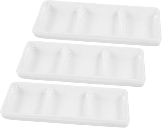 4pcs Tiered Serving Tray Ceramic Sauce Dishes Snack Plate Condiment Plate for Chips Ketchup Soy Sauce and Appetizers