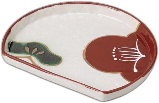 Kinsai Omotenashi Half Moon Plate [ 7.7 x 6.5 x 0.8 inches (19.5 x 16.5 x 2 cm) | Appetizer Plate, Setomonohonpo