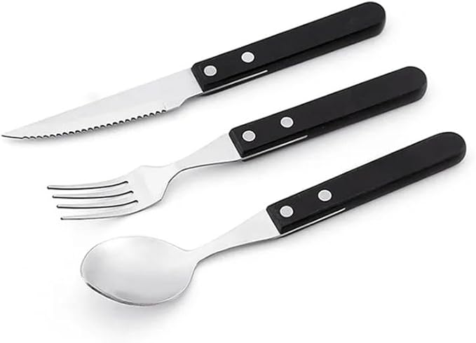 Exquisite Stainless steel cutlery set with wooden handle knife fork and spoon flatware home kitchen utensils simple silverware set Practical