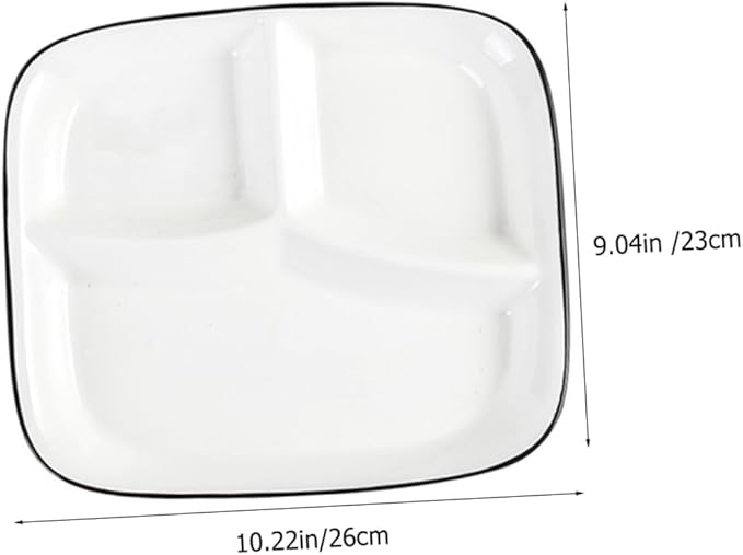 PRETYZOOM Divided Serving Dish Compartment Dinner Plate Ceramic Tableware Food Holder Party Family