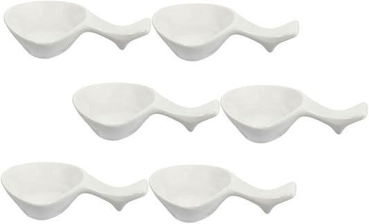 Cabilock 6pcs Ceramic Chopstick Rests and Dip Serving Dishes White Sauce Containers for Condiments and Seasonings Practical Tableware