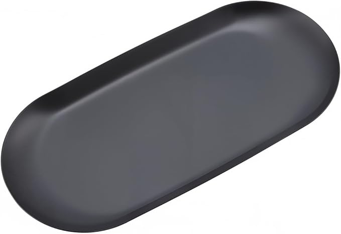 CRASPIRE 7 x 3.47 Inch Trinket Tray Stainless Steel Black Metal Small Oval Jewelry Trays Food Dish Storage Plate Cosmetics Organizer for Serving Platter Towel Jewelry Bathroom Clutter Decorations