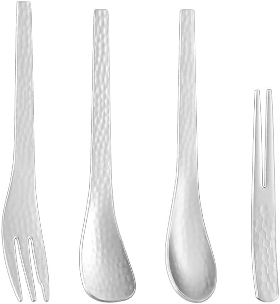 Stainless Steel Flatware Serving Set,Home Kitchen Eating Tableware Set,Dishwasher Safe,for Home Kitchen Restaurant Hote 4/16/24/32/40/48 Pcs 304 Stainless Steel Spoon Fork Hammer Forged Dessert Spoon
