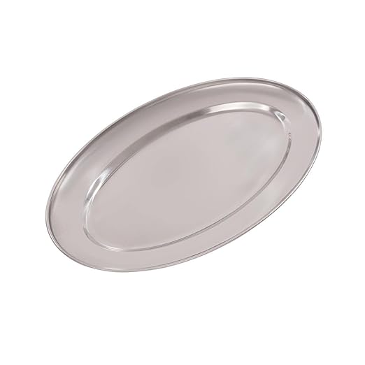 Olympia Oval Serving Tray with Wide Raised Rim Made of Stainless Steel - 350mm
