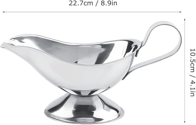 Gravy Boat, Mini Sauce Jug Stainless Steel Gravy Boat with Handle Sauce Cup with Dripless Lip Spout for Gravy Sauces Salad Dressings Cream(10oz)