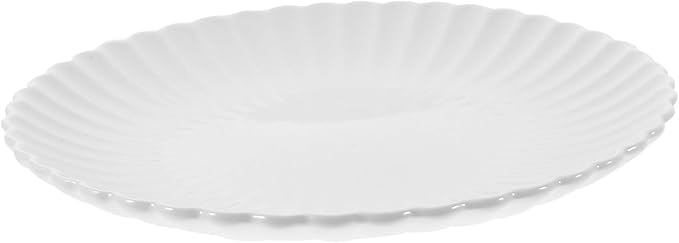 IMIKEYA Chrysanthemum Shaped Ceramic Plate Elegant Matte White Dessert and Snack Tray for Home Kitchen Tableware for Parties and Gatherings