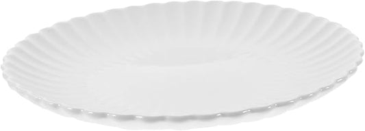 IMIKEYA Chrysanthemum Shaped Ceramic Plate Elegant Matte White Dessert and Snack Tray for Home Kitchen Tableware for Parties and Gatherings
