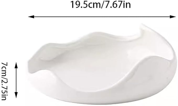 Reusable Plates White Ceramic Irregular Western Food Plate Home Appetizer Salad Hotel Restaurant Commercial Tableware(7.6inch)