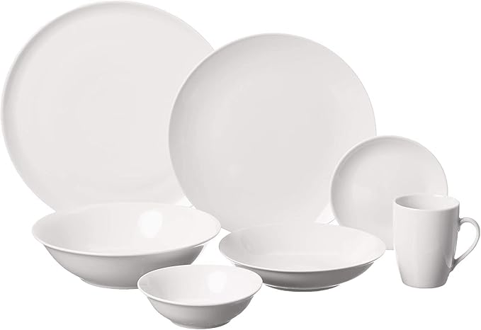 Plate and Bowl Set Porcelain Kitchen Dinnerware Set Ceramic Tableware 10 Dinnerware Set,Service for 8,White,