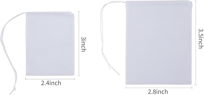50pcs Tea Filter bags Disposable Empty Tea Bags with Drawstring for Loose Tea safe and clean Nylon material white Small Empty Tea Bags 3 x 2.4 inch.