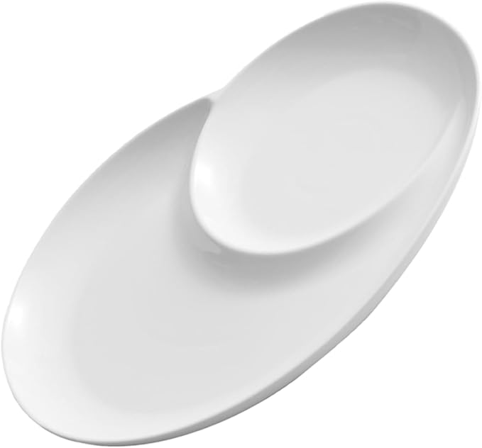 Zerodeko Ceramic Plate Divided Dumpling Serving Dish Party Platter Sauce Holder