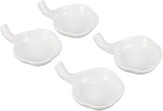 4 Pcs Ceramic Soy Sauce Dishes Pure White Relish Plates Base Practical Seasoning Bowls for Dipping for Sushi and Appetizers Kitchen Tableware