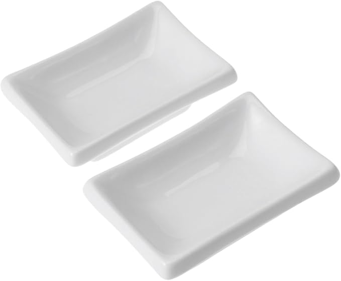 2pcs Ceramic Snack Plate Condiment Appetizer Serving Tray Sauce Dishes