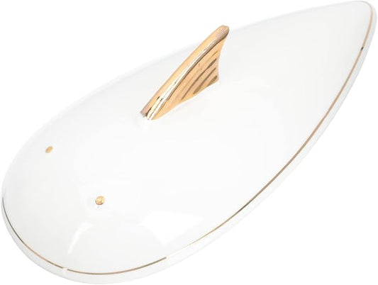 Unomor Fish Shape Plate Ceramic Storage Holder Gold Fish Decor Easy Clean Suitable for Hot Cold Meals