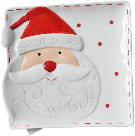 Christmas Ceramic Appetizer Plates for Tapas, Salad, Appetizer, Dishwasher Safe, Microwave Safe, Freezer Safe (Square plate 22.1 * 20.1 * 2.6cm)