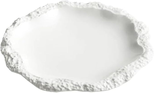 Plates, Simple Solid Color Tableware Ceramic Pasta Steak Plate Dinner Creative Kitchen Irregular Shape Serving Tray Cooking Dishes Plates Ceramic(Medium)