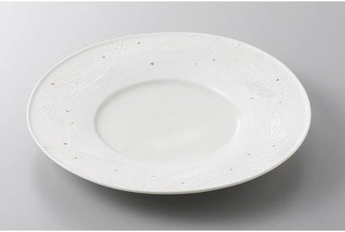 せともの本舗 Appetizer Plate, 8.0 Plates, Imprint Pattern, 9.8 x 1.1 inches (24.7 x 2.8 cm), Restaurant, Ryokan, Japanese Tableware, Restaurant, Commercial Use