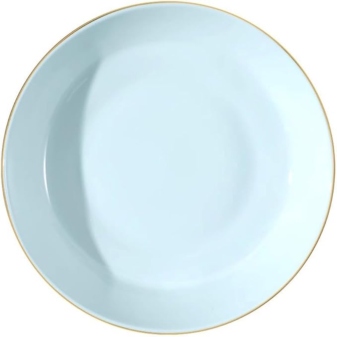SONGCHAO Party Supplies Plate Dish Plate Home Celadon Gold Edge Light Luxury Tableware Set Creative Deep Plate Ceramic Plate Gold Plate Soup Plate Party Plates (Color : 7inch)
