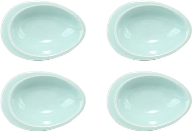 Appetizer Bowls Ceramic Soy Sauce Dish 4pcs Teardrop Mini Appetizer Plates Dipping Bowls Snack Dessert Dish Sushi Ketchup Seasoning Dishes Salad Bowls