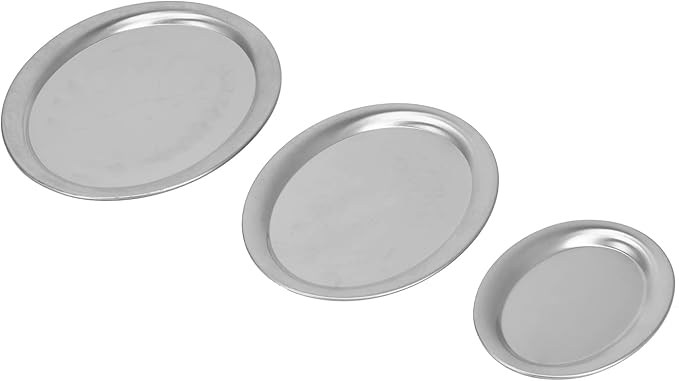 Dessert Tray, 3pcs Stainless Steel Dessert Tray Mirror Polishing Process Snack Jewelry Display Tray Serving Tray for Home Cafe (Silver)