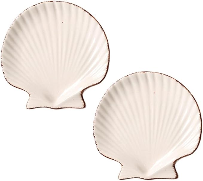 Sauce Dish Set of 2 Sauce Dish Ocean Starfish Shell Fish Shape Ceramic Appetizer Plates Snack Fruit Sushi Dessert Jewelry Plates Dinnerware Trays Home Decoration Dipping Bowls (B)