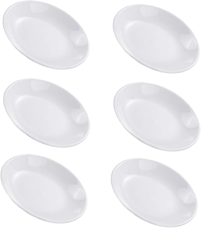 6pcs Ceramic Sauce Plates for Dipping Condiments White Seasoning Dishes for Snacks Appetizers and Desserts Dining Table