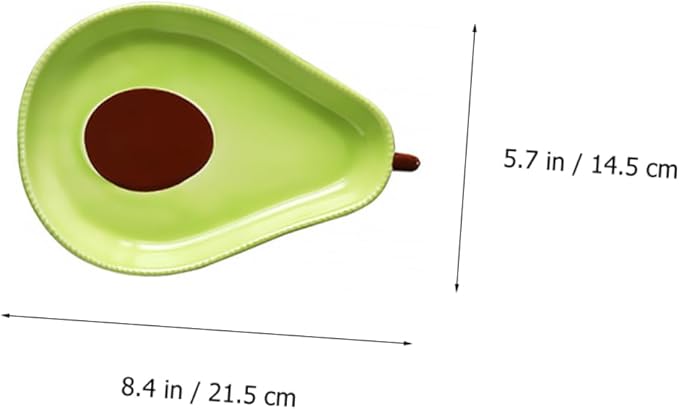Avocado Shape Ceramic Appetizer Plate Food-Safe Microwave Safe Cute Design for Snacks Desserts Fruits Creative Tableware for Parties and Gatherings