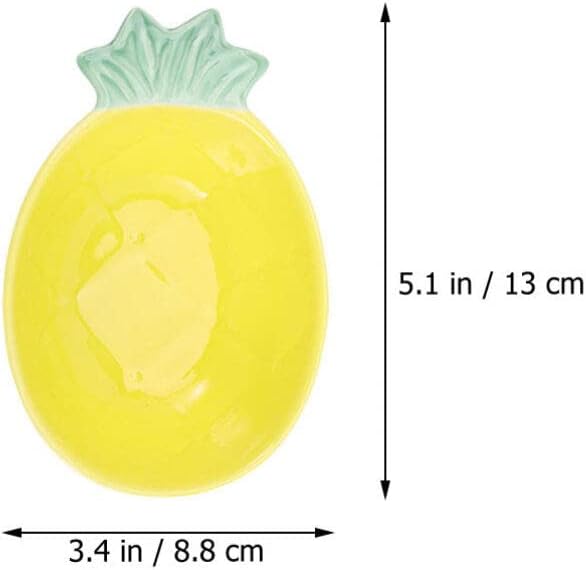 Kichvoe 3pcs Pineapple Plates Ceramic Soy Sauce Dishes Decorative Dessert Bowls Appetizer Plates for Hawaiian Tropical Luau Party Decors Yellow