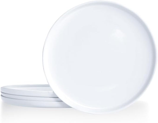 AntoKueh White Small Ceramic Plates Set of 4, 6 Inch Round Porcelain Appetizer Plate,Mini Dessert Plates with lipped Edge for Cake, Snack, Bread
