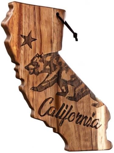 Totally Bamboo Rock & Branch Origins Series California State Shaped Cutting Board and Charcuterie Serving Tray, Includes Hang Tie for Wall Display