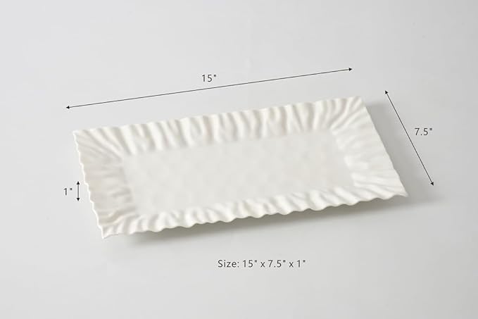 Pampa Bay Mascali Bianca Rectangular Tray, 15" x 7.5" x 1"