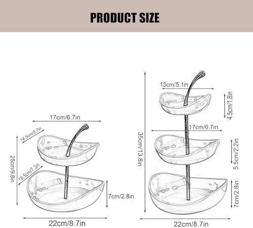 Ceramic Tiered Fruit Bowl, Cute Decorative Snack Plate for Coffee Table, Layer Dessert Tray for Kitchen Counter, Christmas Serving Fruit Display (Black-Double layer)
