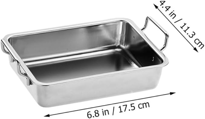 Ciieeo 1Pc Stainless Steel Food Tray with Handles Snack Holder for Fruits Snacks Rustproof Silver Serving Dish Easy to Clean Barbecue Plate for Home Use