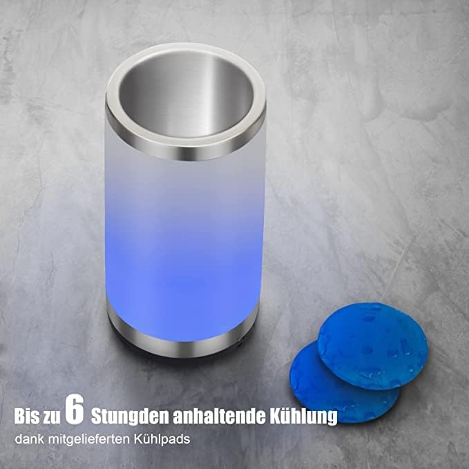 Elrigs Wine Chiller with Rechargeable RGB Touch Lamp| Wine Bottle Cooler Bucket| Double Walled Insulator with 2 Ice Pack for 750ml Champagne| Perfect Wine Gifts| Wine Accessories for Party/Dinner