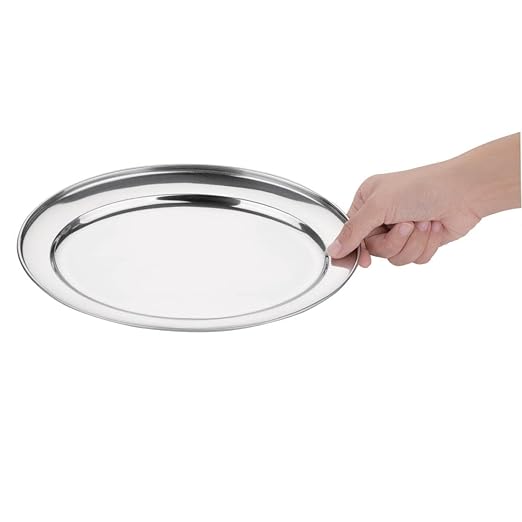 Olympia K363 Oval Serving Tray 12In/289mm Stainless Steel Platter, Silver